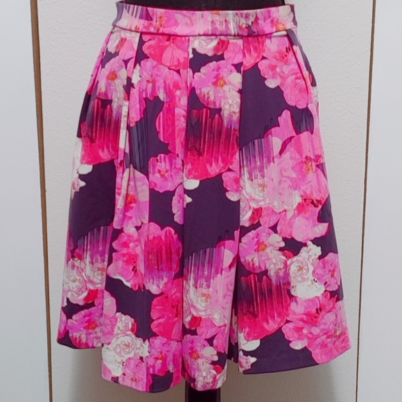 Cynthia Rowley Floral Pleated Flare Skirt - Picture 2 of 9